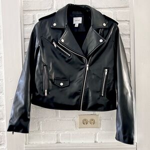 Nine West Vegan Leather Asymmetrical Zip Jacket